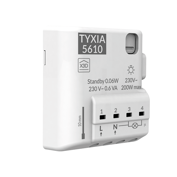 Ricevitore Wireless Delta Dore TYXIA 5610 Per Illuminazione | Controllo Da App, Telecomando, Interruttore | Installazione Semplice In Scatola A Muro | 230V, Fino A 200W