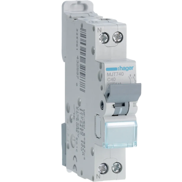 DISJONCTEUR 1P+N 4.5-6kA COURBE C - 40A HAGER